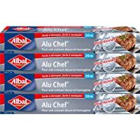Albal rollo aluminio- fácil de cortar- Ultra Resistente- 20 m- juego de 4- Aluminio Chef